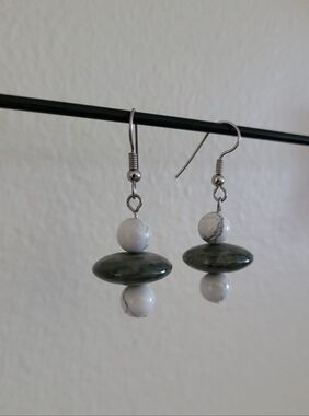 Vintage Stacked Stone Dangle Earrings